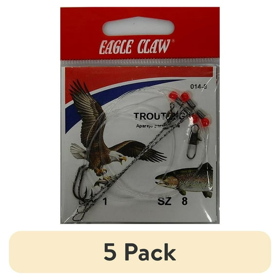 (5 pack) Eagle Claw 014H-8 Trout Rig, Bronze, Size 8 Hook