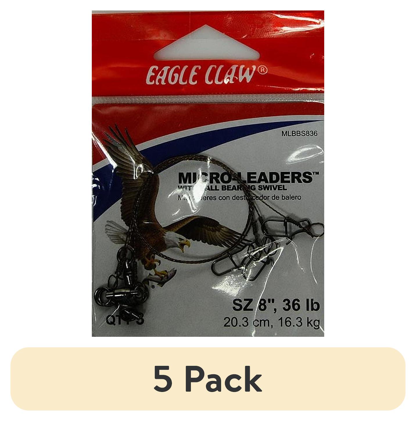 (5 pack) Eagle Claw 8" 36 lb. Micro-Leader with Ball Bearing Swivel, 3 Pack