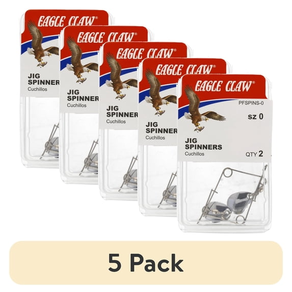 (5 pack) Eagle Claw Fishing Jig Panfish Spinner Arm, Nickel, Size 0, 2 Count