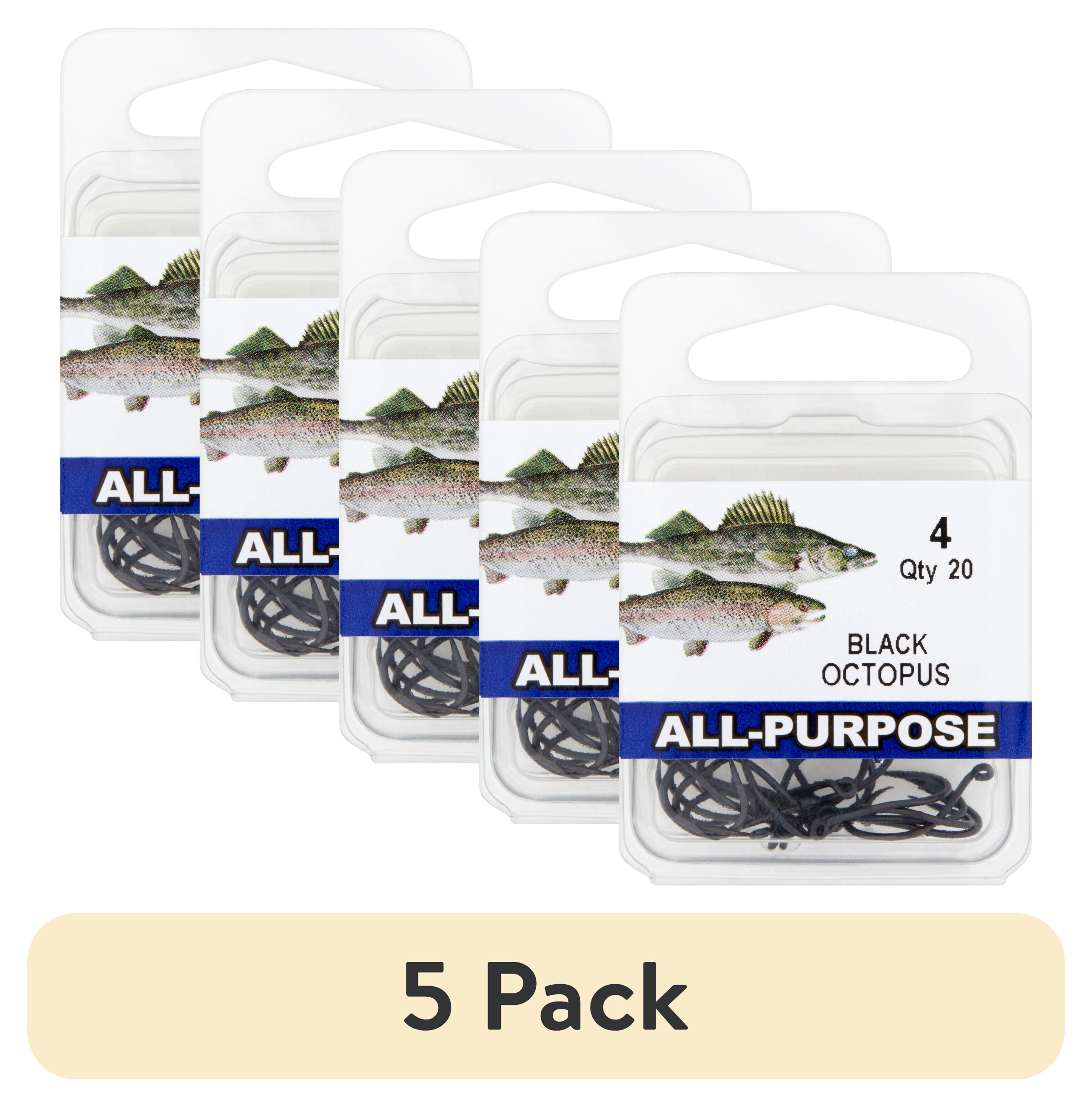 (5 pack) Eagle Claw ROCTW-4 Octopus Hook, Black, Size 4, 20 Pack