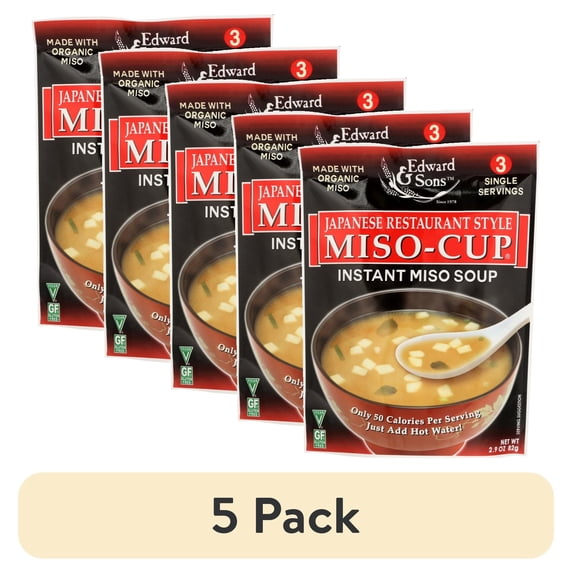 (5 pack) Edward And Sons Miso Cup Soup Japanese Restaurant Style, 2.9 Oz