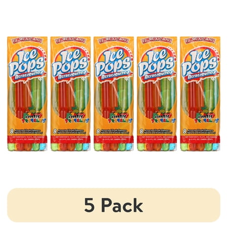 (5 pack) El Mexicano Ice Pops, Assorted Fruit Flavors, 2.4 floz, 8 Count