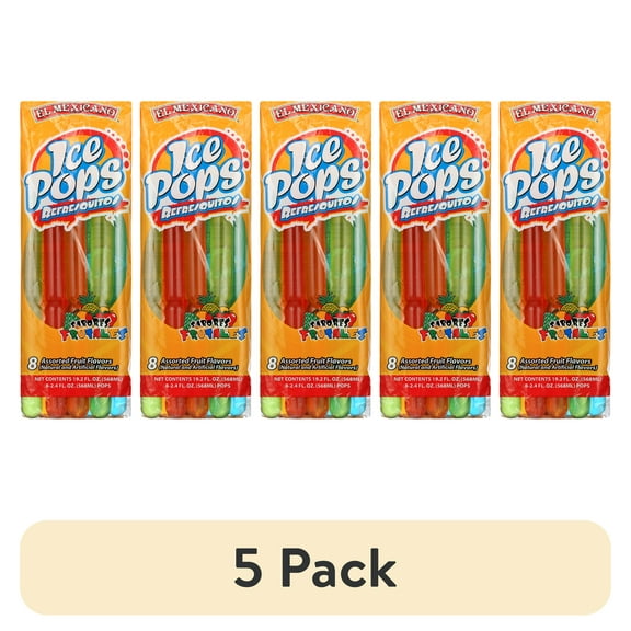 (5 pack) El Mexicano Ice Pops, Assorted Fruit Flavors, 2.4 floz, 8 Count