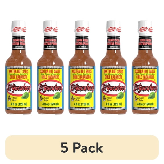 (5 pack) El Yucateco Chile Habanero Xxxtra Hot Sauce, 4 fl oz