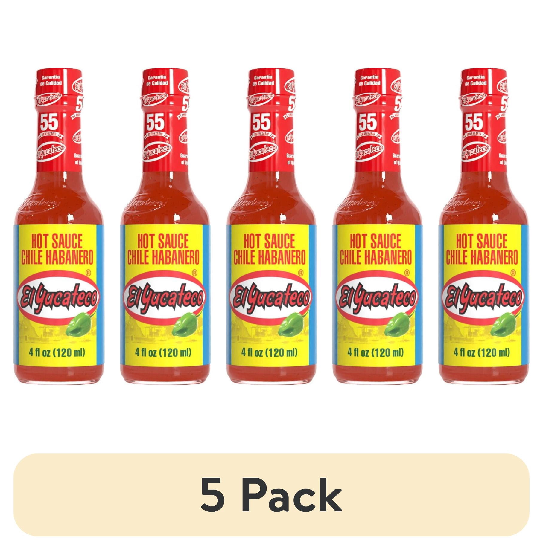 (5 pack) El Yucateco Habanero Red Hot Sauce, 4 fl oz, Allergens Not Contained