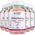 thumbnail image 1 of (5 pack) Elderberry Sambucus Gummy Vitamins Men & Women by Health Dose 100 Gummies. With Propolis Extract, Echinacea, Vitamin C, Delicious Raspberry Flavor, Vegan - Gluten-Free, Defense, Immune, 1 of 8