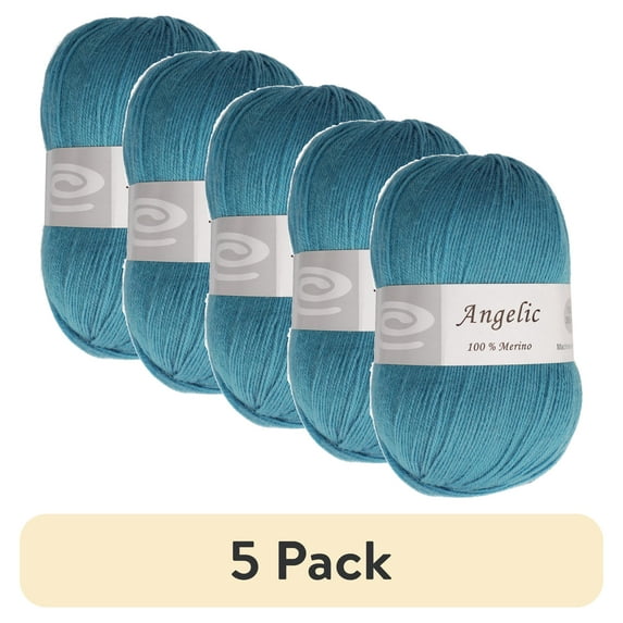 (5 pack) Elegant Yarns Angelic Yarn, Sea Blue