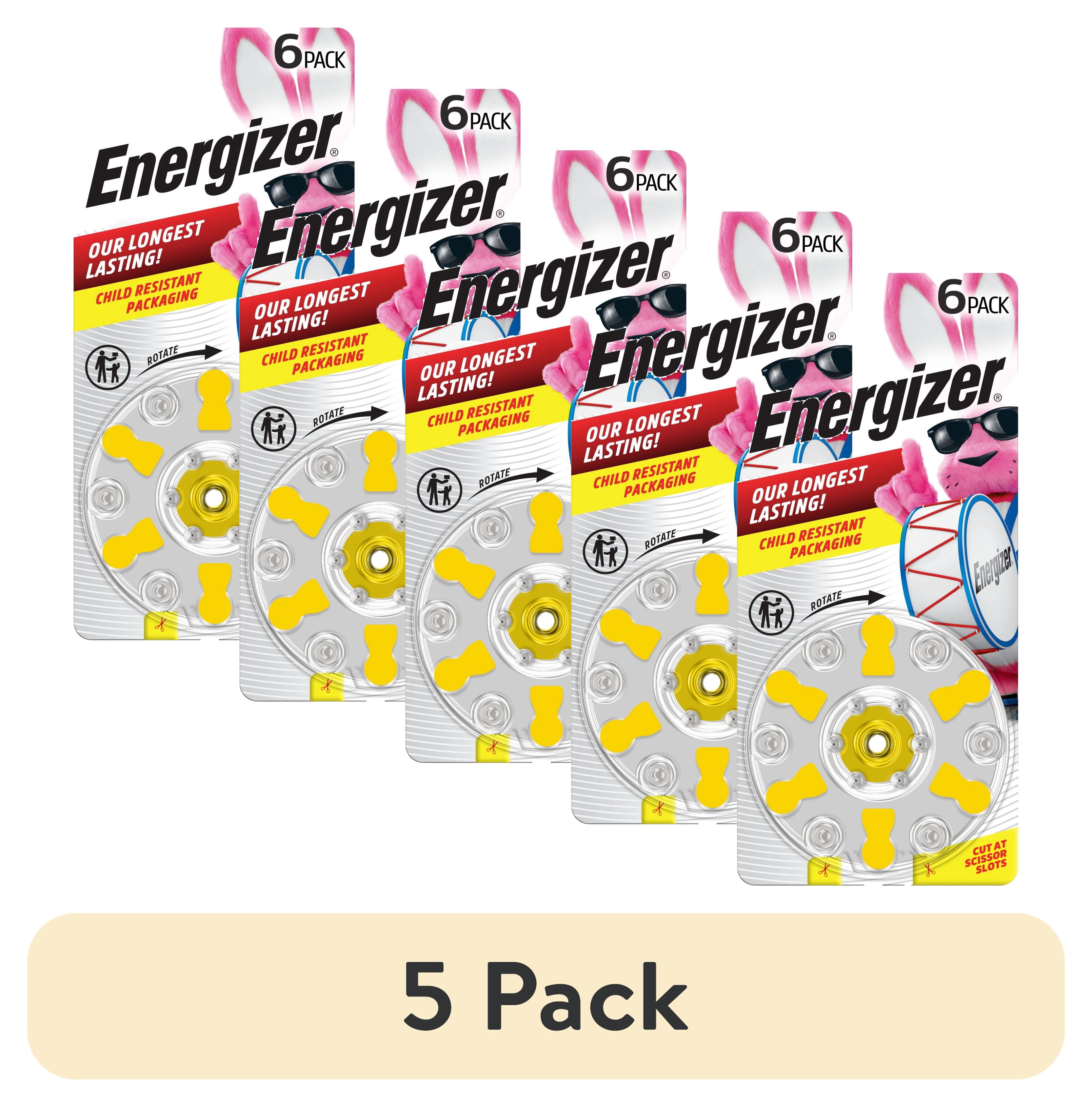 (5 pack) Energizer Hearing Aid Batteries Size 10, Yellow Tab, 6 Pack