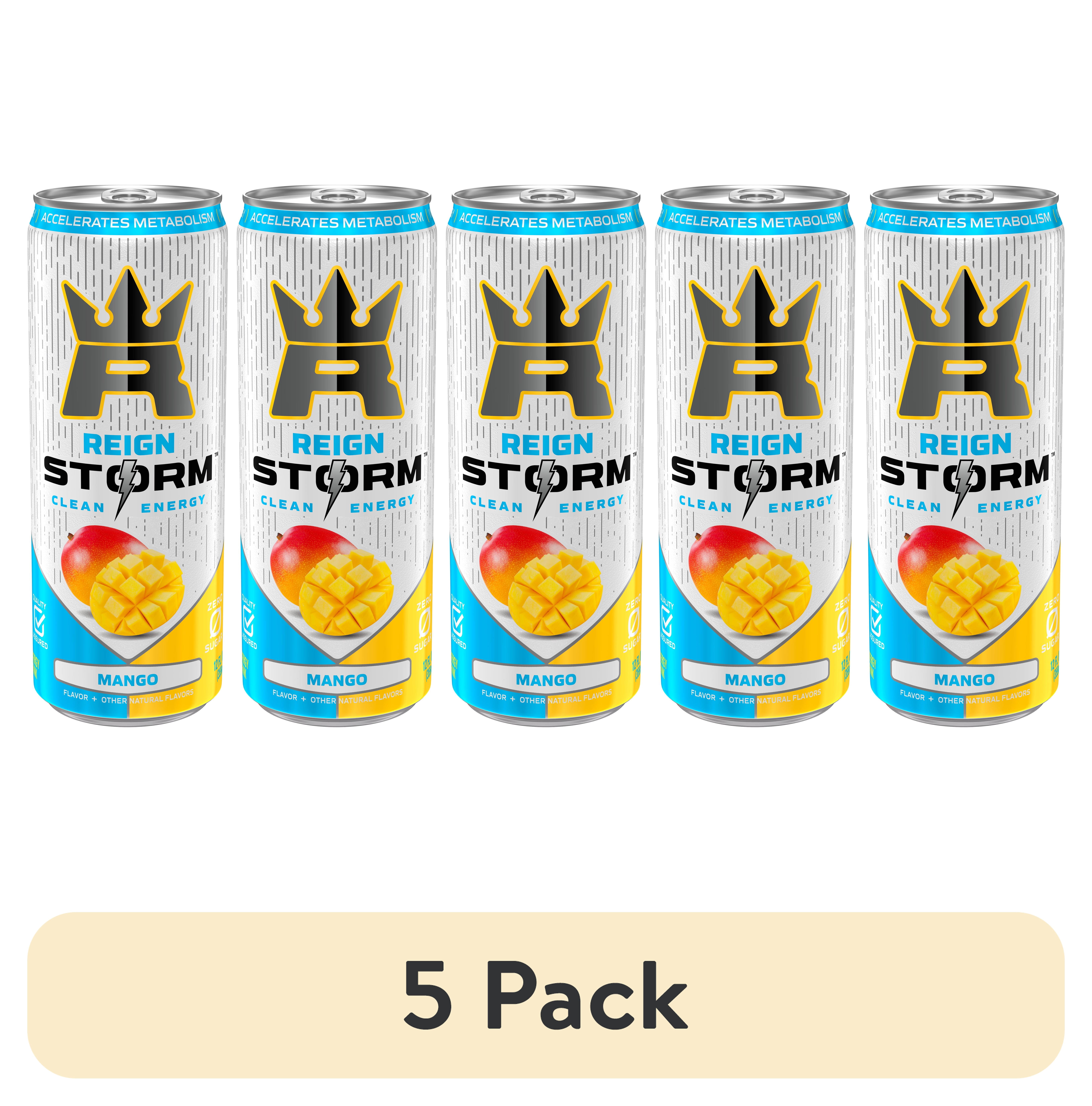 (5 pack) Energy Drink, Mango Flavor, 12 oz Can