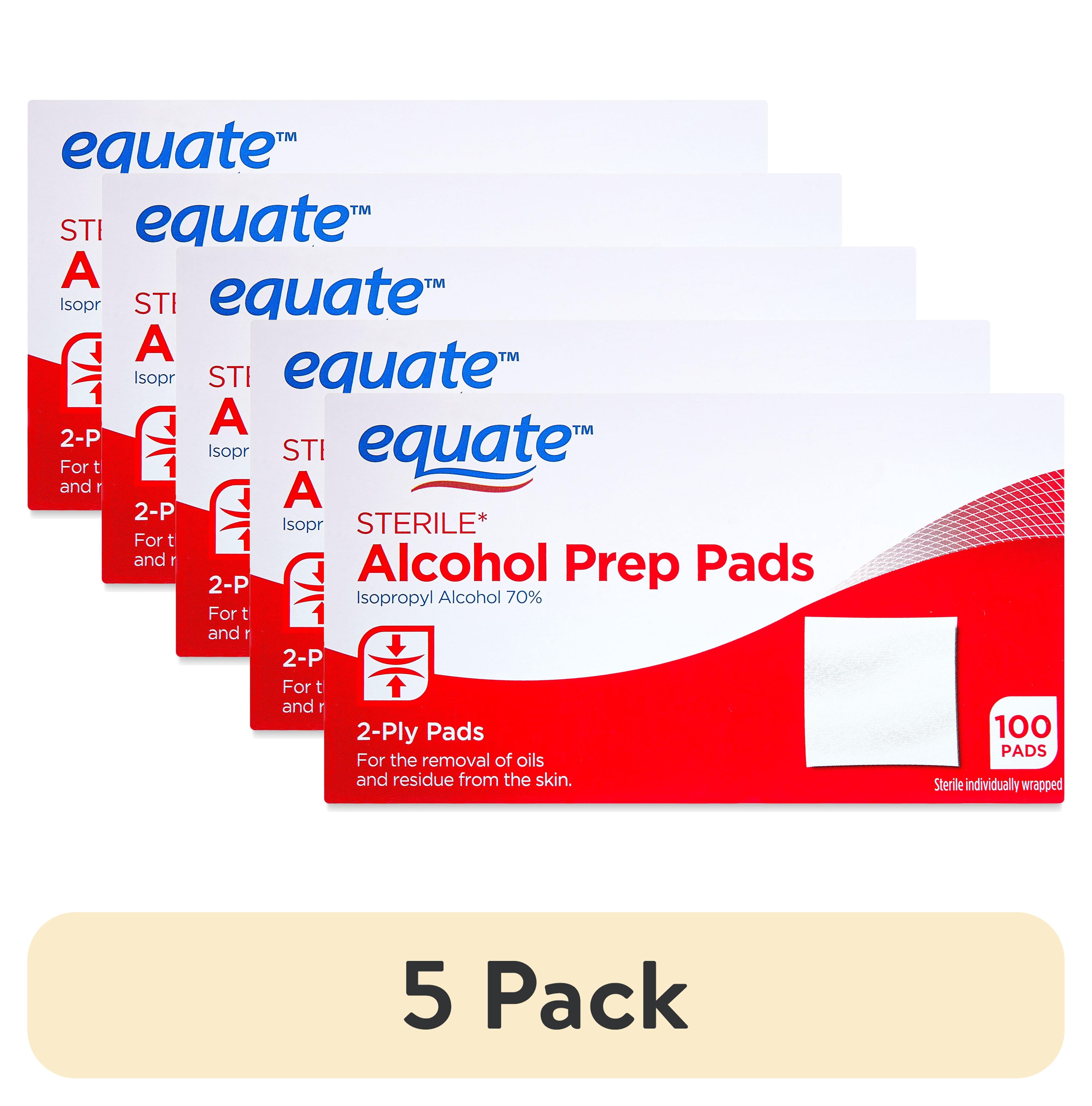 (5 pack) Equate Sterile Alcohol Prep Pads, 100 Ct