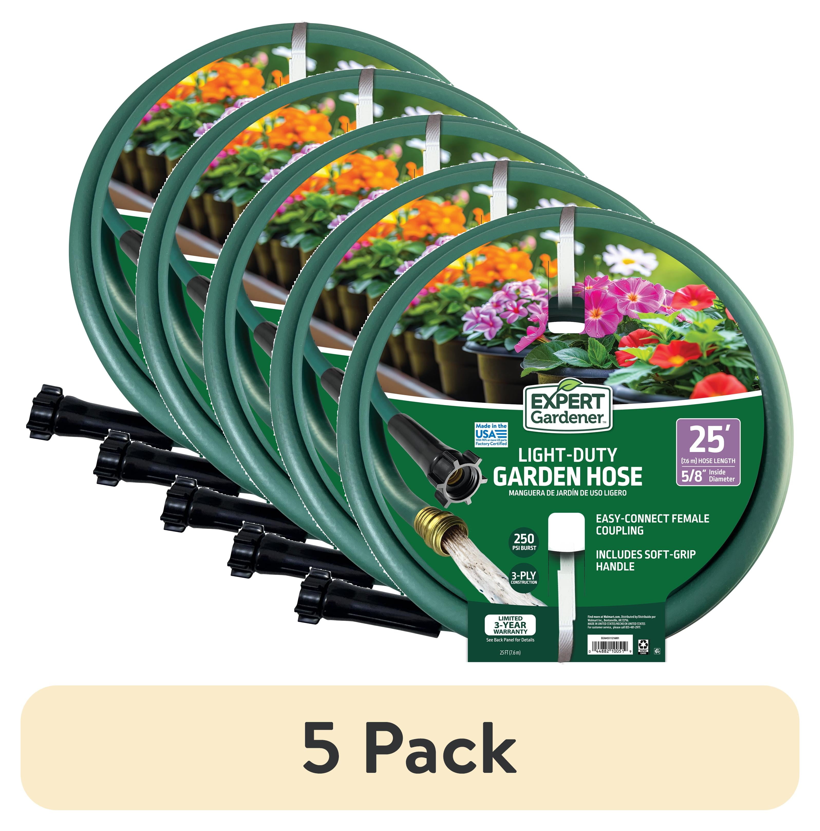 (5 pack) Expert Gardener 5/8-Inch x 25-Foot Light Duty Garden Hose
