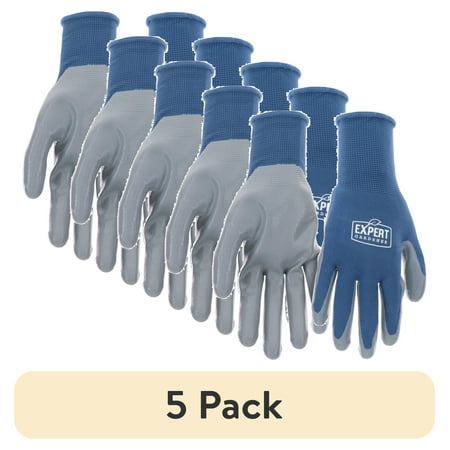 (5 pack) Expert Gardener Blue Nitrile Sustainable Gloves Medium