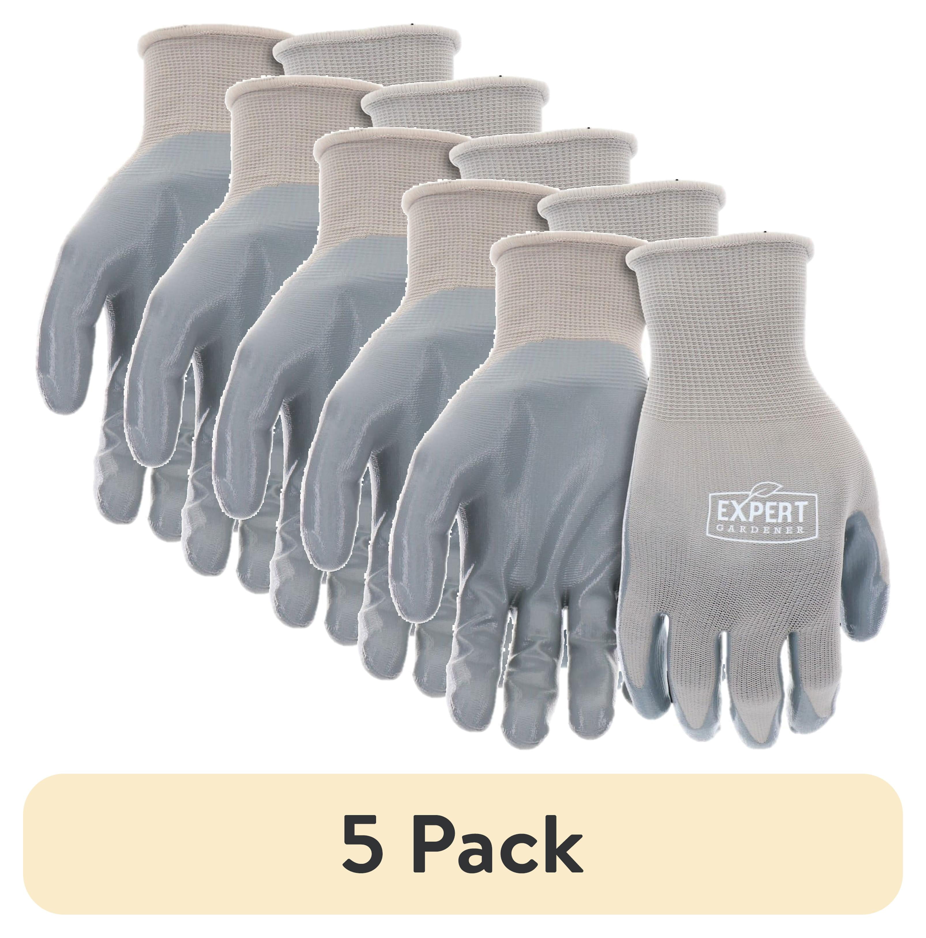 5 pack) Expert Gardener Gray Nitrile Sustainable Gloves Large