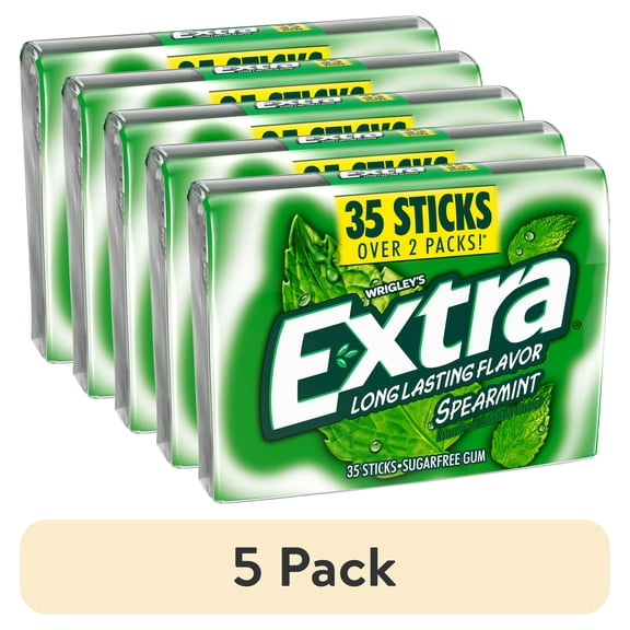 (5 pack) Extra Spearmint Sugar Free Chewing Gum School Snacks - 35 Stick Mega Pack