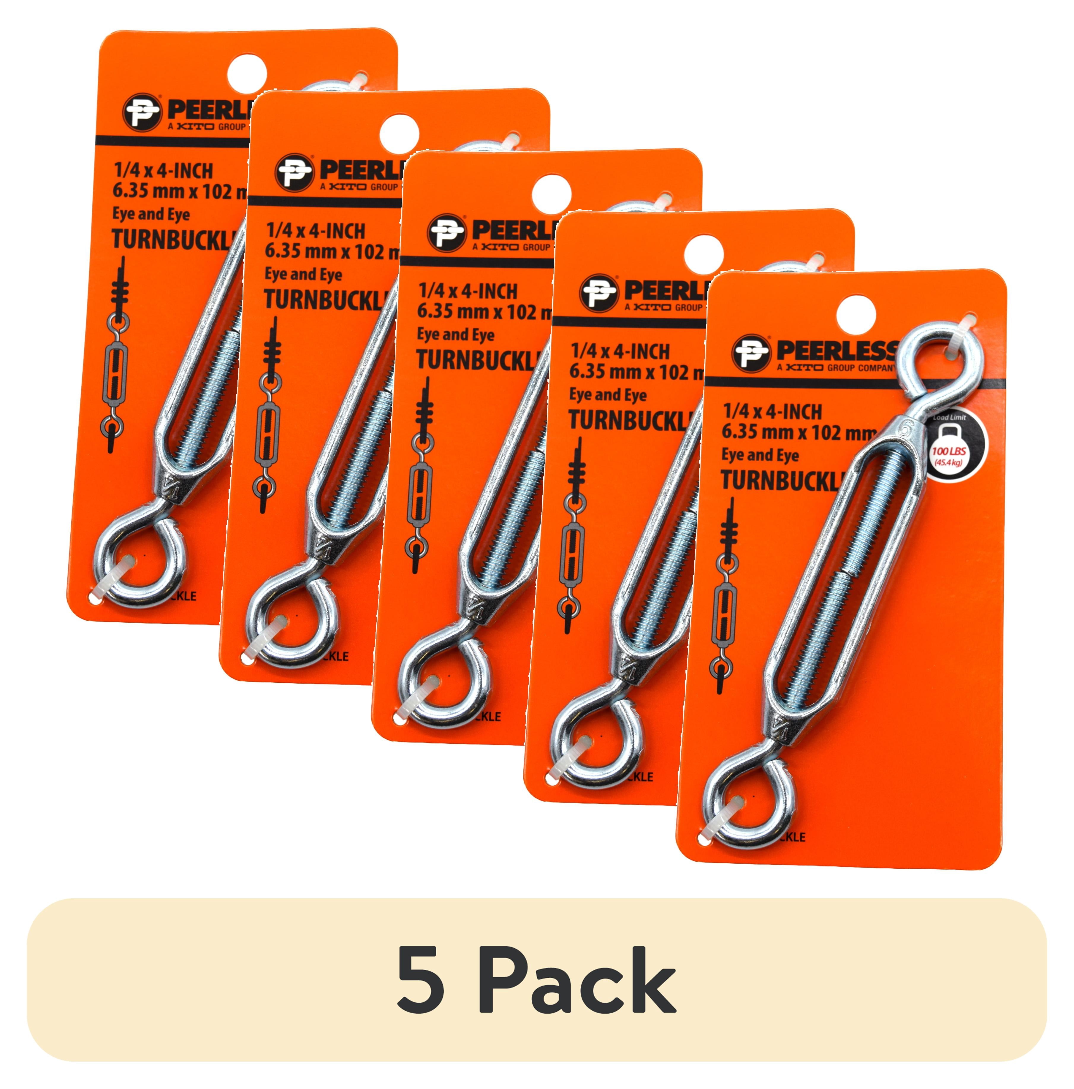 (5 pack) Eye and Eye Turnbuckle, Steel, Zinc Plated, Peerless Chain Company, #4727838, Silver, 1 Count