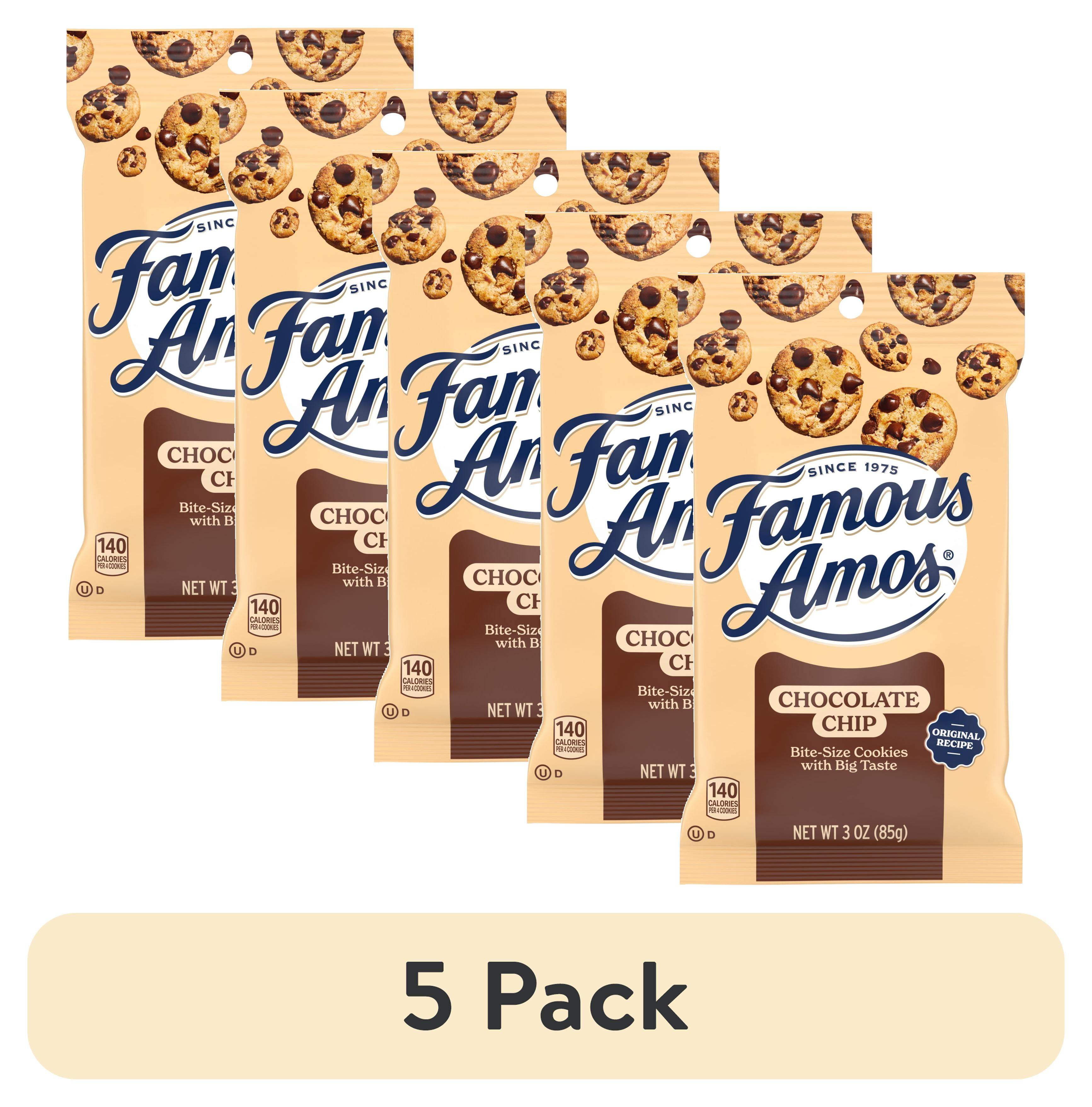 (5 pack) Famous Amos Classic Bite-Size Chocolate Chip Cookies, Bag 3.0 oz