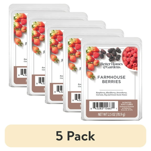 (5 pack) Farmhouse Berries Scented Wax Melts, Better Homes & Gardens, 2.5 oz (1-Pack)