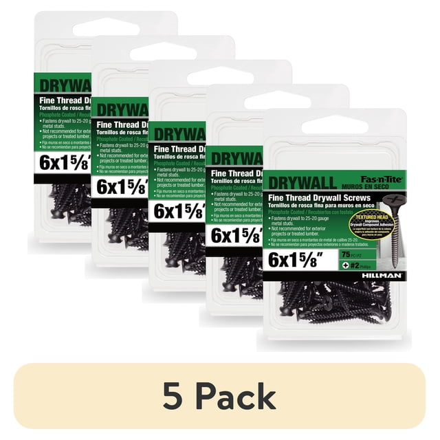 (5 pack) Fas-n-Tite Fine Thread Drywall Screws, #6 x 1-5/8