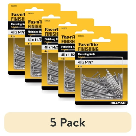 (5 pack) Fas-n-tite Finishing Nails, 4D x 1-1/2", Steel, Polished, Gray, Interior Nails, 4.0 oz pack
