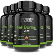 5 pack Fat Burner Dose Am Day-Time By Health Dose, 120 Vegetarian Capsules, Green Tea, L-Carnitine Tartrate, Uva Ursi, Garcinia Cambogia, Apple Cider Vinegar - More, Weight Loss for Men & Women Supplement.