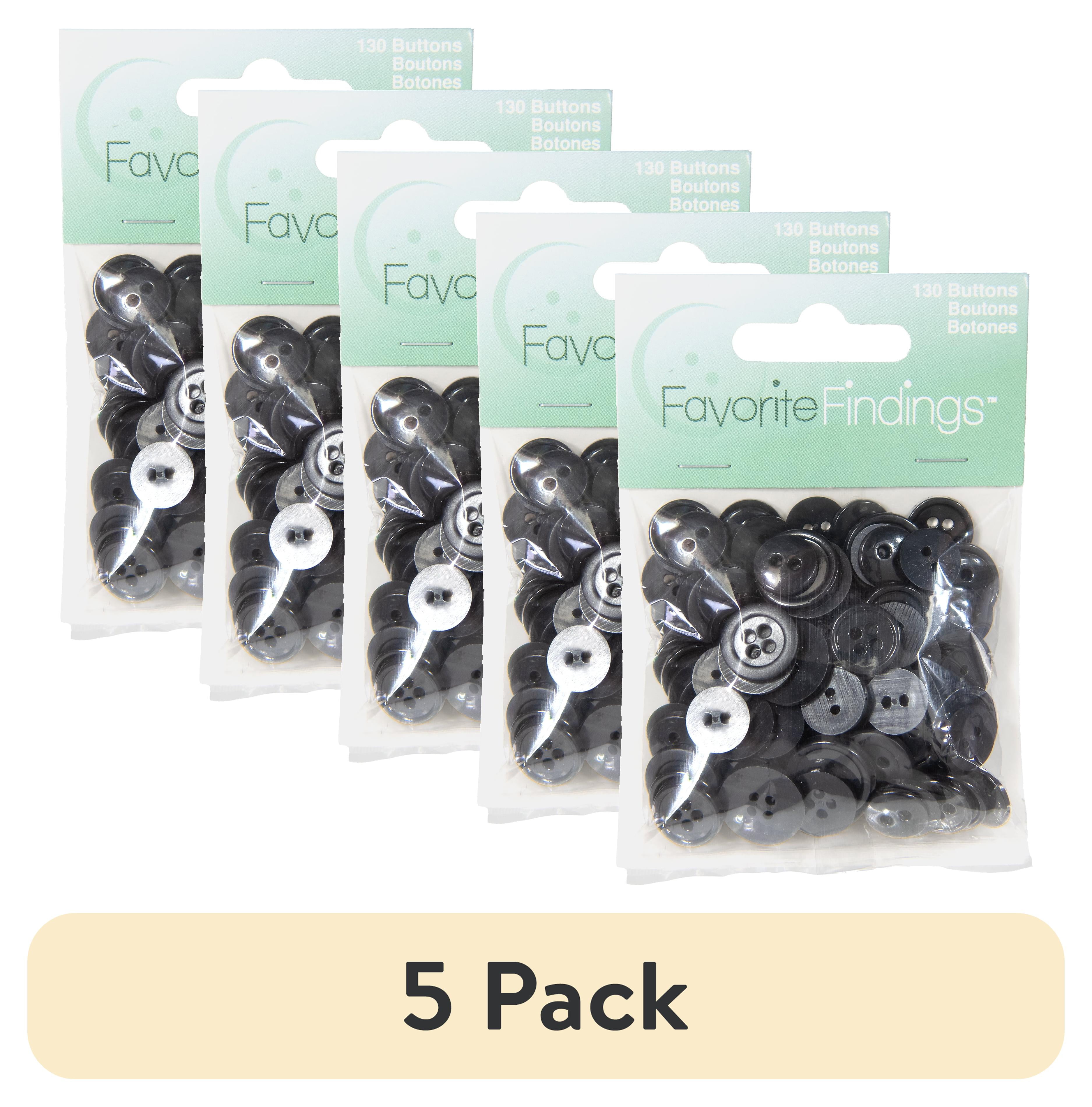 (5 pack) Favorite Findings Black Basic Round Sew Thru Buttons, 130 Count