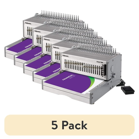 (5 pack) Fellowes Orion E 500 Electric Comb Binding Machine 9.8" x 15.8" x 19.8" - Silver