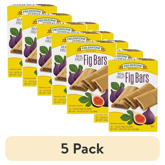 (5 pack) Fieldstone Bakery Fig Bars Individually Wrapped, Value Pack   | 1.52 Oz | Box of 16 | Pack of 2 (32 Total Bars)