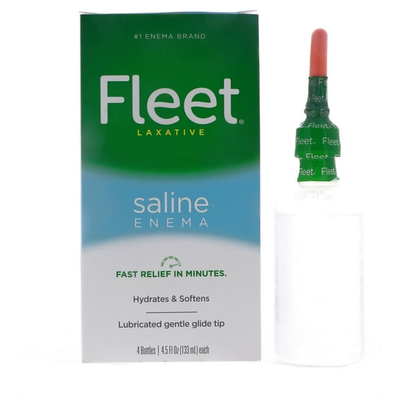 (5 pack) Fleet Saline Enema Latex Free Ready-To-Use Saline Laxative Regular 4.5 Oz 4 ct