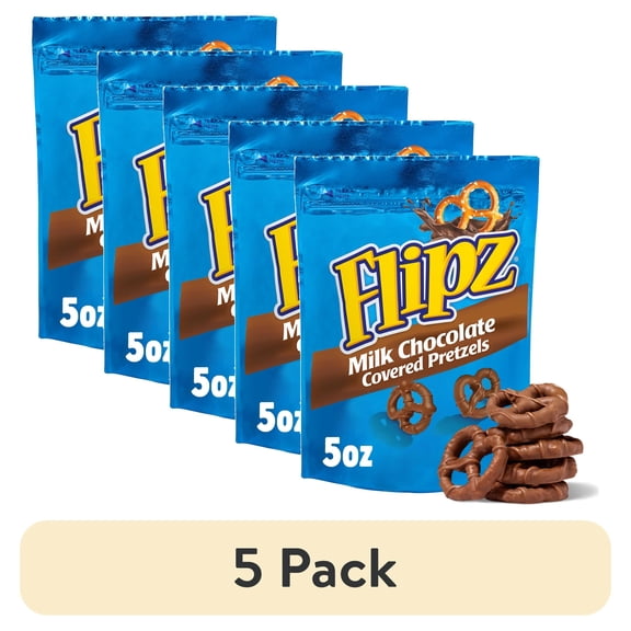 (5 pack) Flipz Milk Chocolate Covered Pretzels, 5 oz
