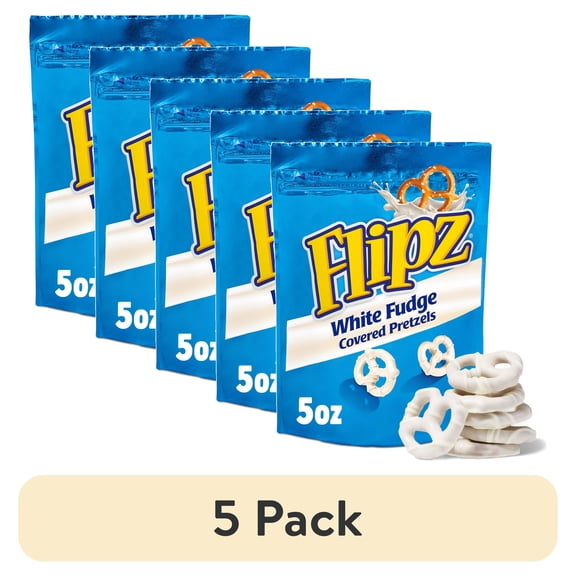 (5 pack) Flipz White Fudge Covered Pretzels, 5 oz