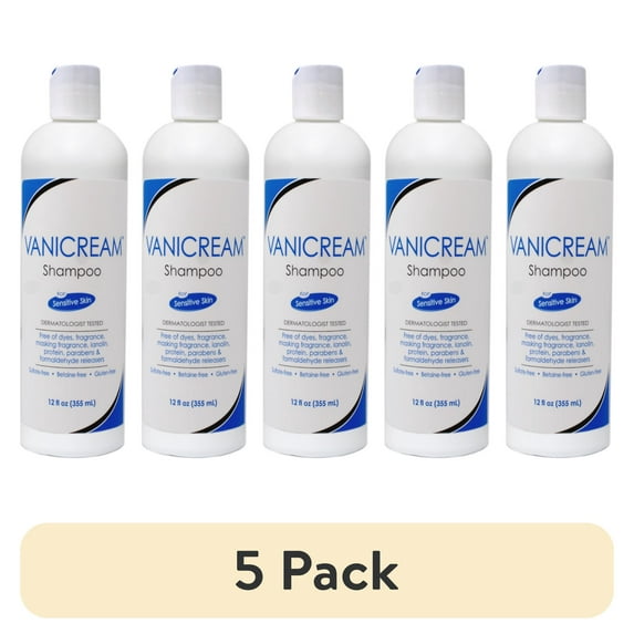 (5 pack) Vanicream Shampoo for Sensitive Skin, Sulfate-Free, Fragrance-Free, 12 fl oz Bottle