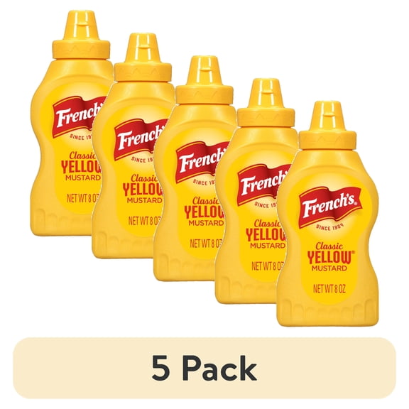 (5 pack) French's No Artificial Flavors Gluten Free Classic Yellow Mustard, 8.0 oz Bottle