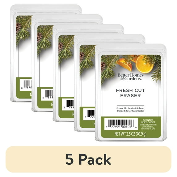 (5 pack) Fresh Cut Frasier Scented Wax Melts, Better Homes & Gardens, 2.5 oz (1-Pack)