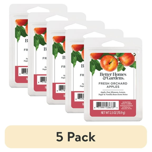 (5 pack) Fresh Orchard Apples Scented Wax Melts, Better Homes & Gardens, 2.5 oz