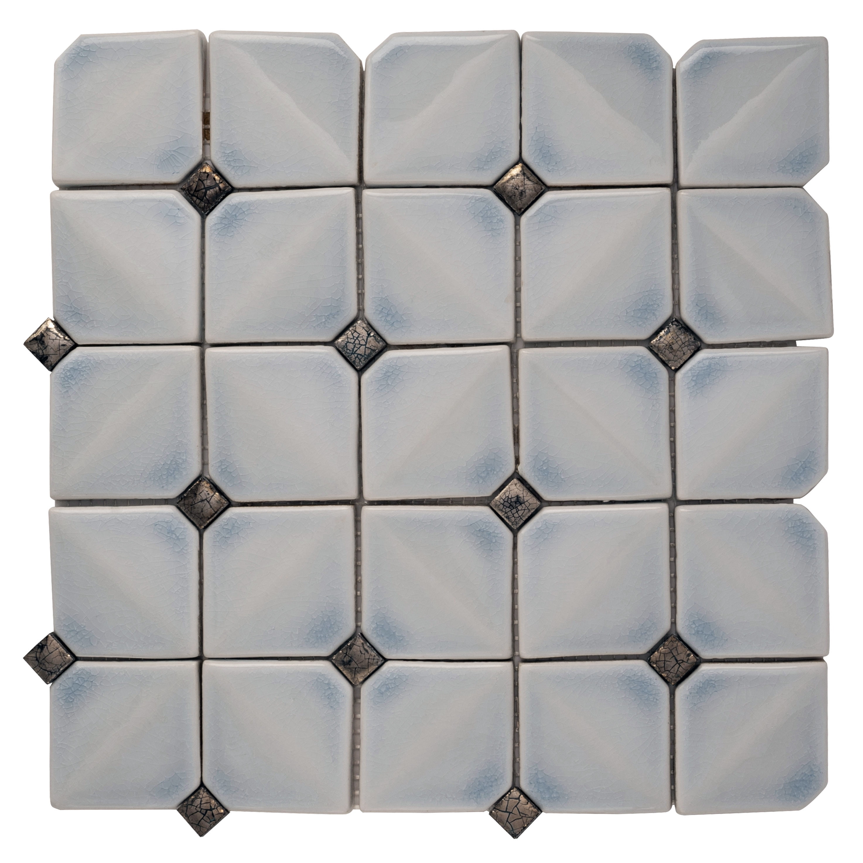 5 pack Frost White 12-in. x 12-in. Glossy Finished Cermaic Mosaic Wall ...