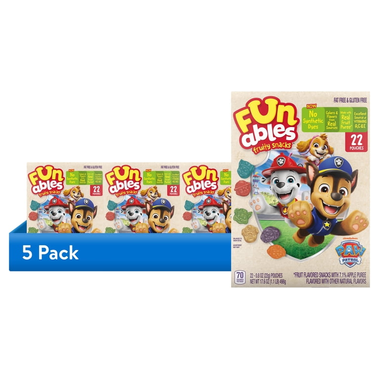 5 pack) Funables Fruity Snacks PAW Patrol, Assorted Fruit Flavored