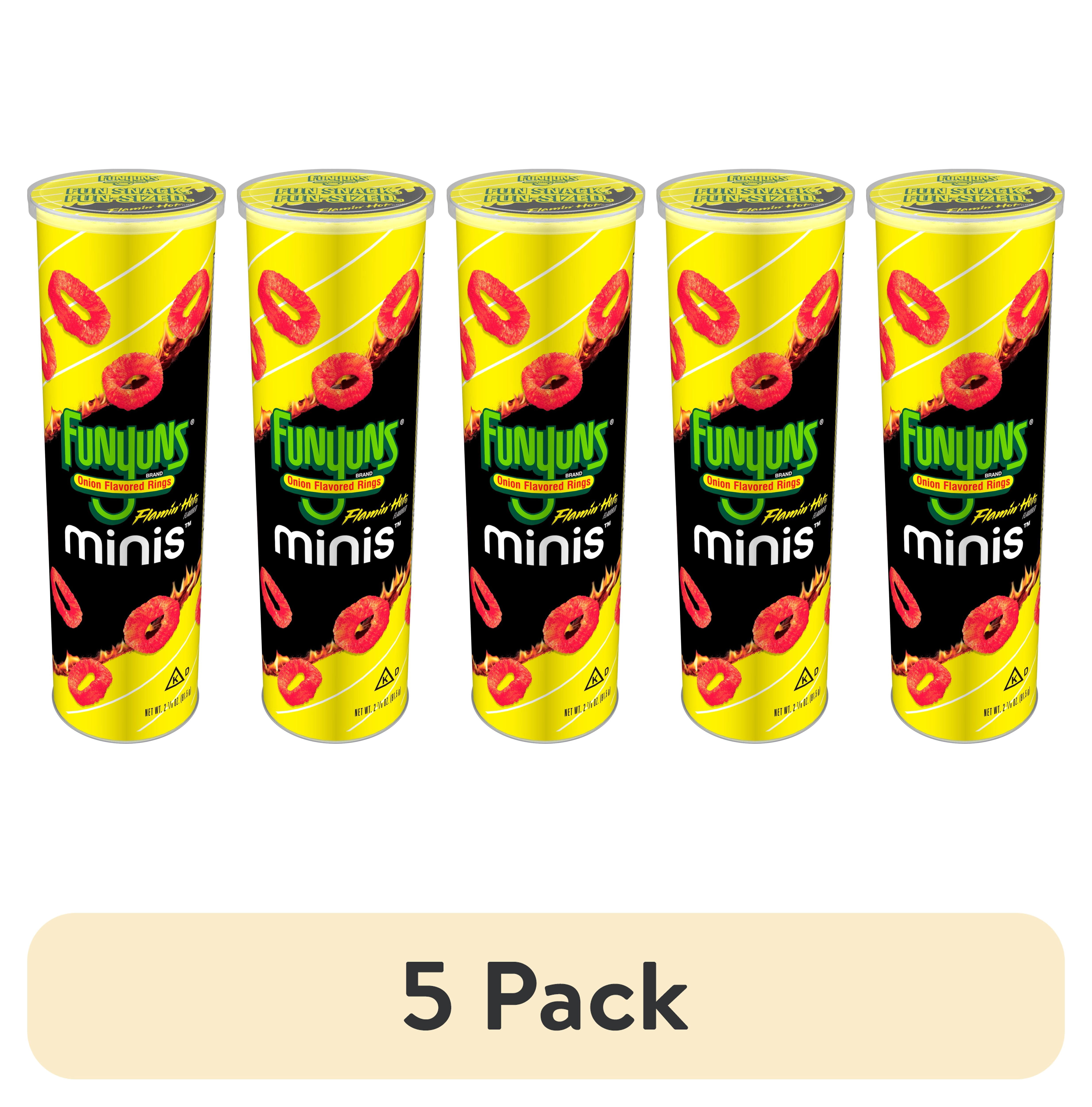 (5 pack) Funyuns Minis Flamin Hot Flavored Onion Rings, 2.785 oz Canister