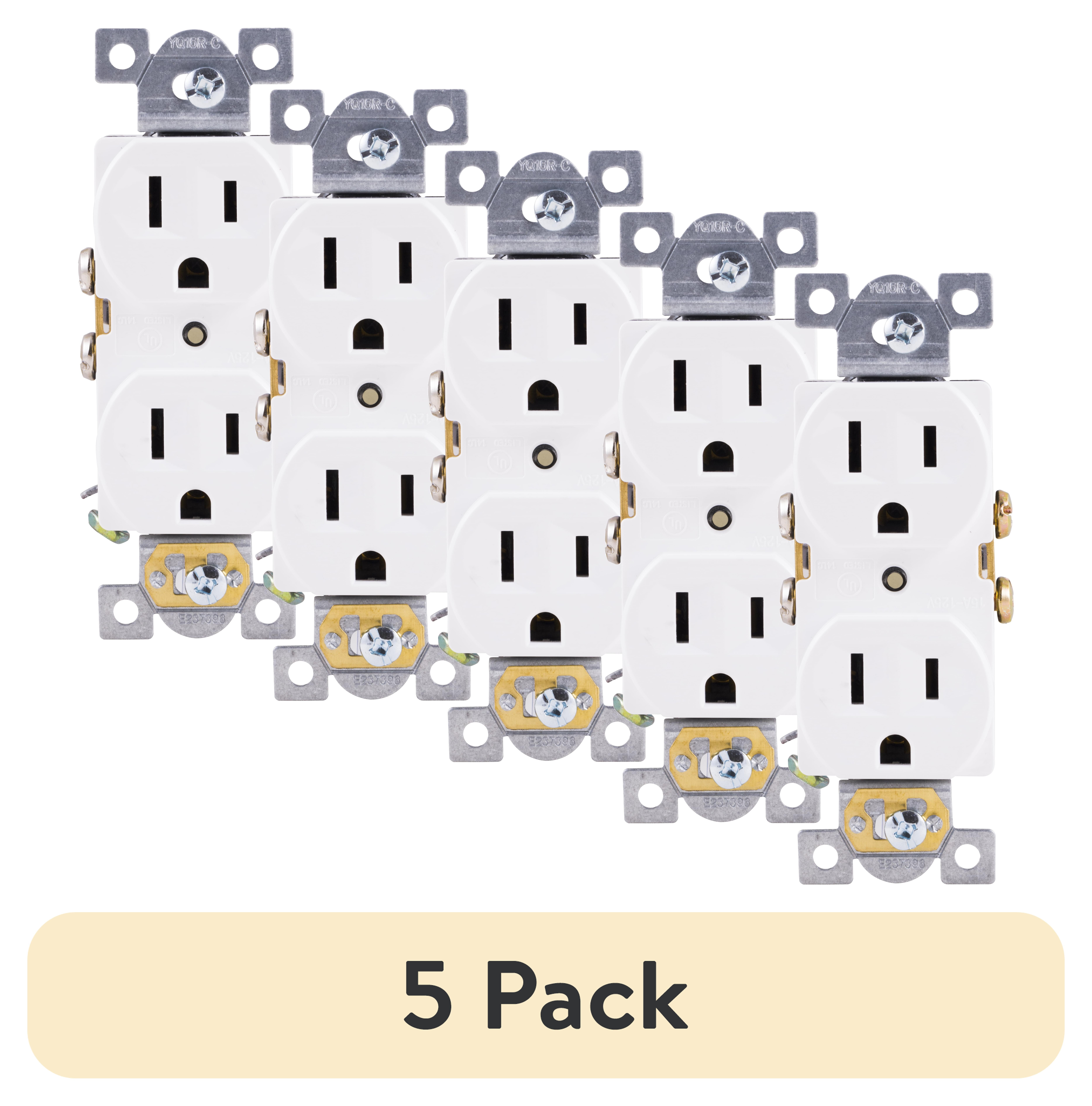 5 pack) GE Heavy-Duty Grounding Duplex Receptacle Outlet, 15A, 42157 -  Walmart.com