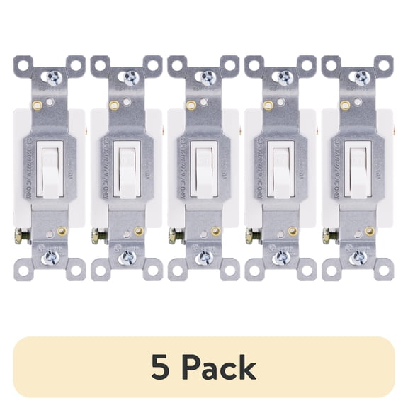 (5 pack) GE UltraPro Heavy-Duty Grounding Toggle Switch, 20 Amps
