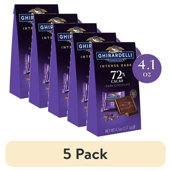 (5 pack) GHIRARDELLI Intense Dark Chocolate Squares, 72% Cacao, 4.1 oz Bag