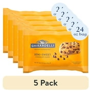 (5 pack) GHIRARDELLI Semi-Sweet Chocolate Premium Baking Chips Chocolate Chips for Baking, 24 oz Bag