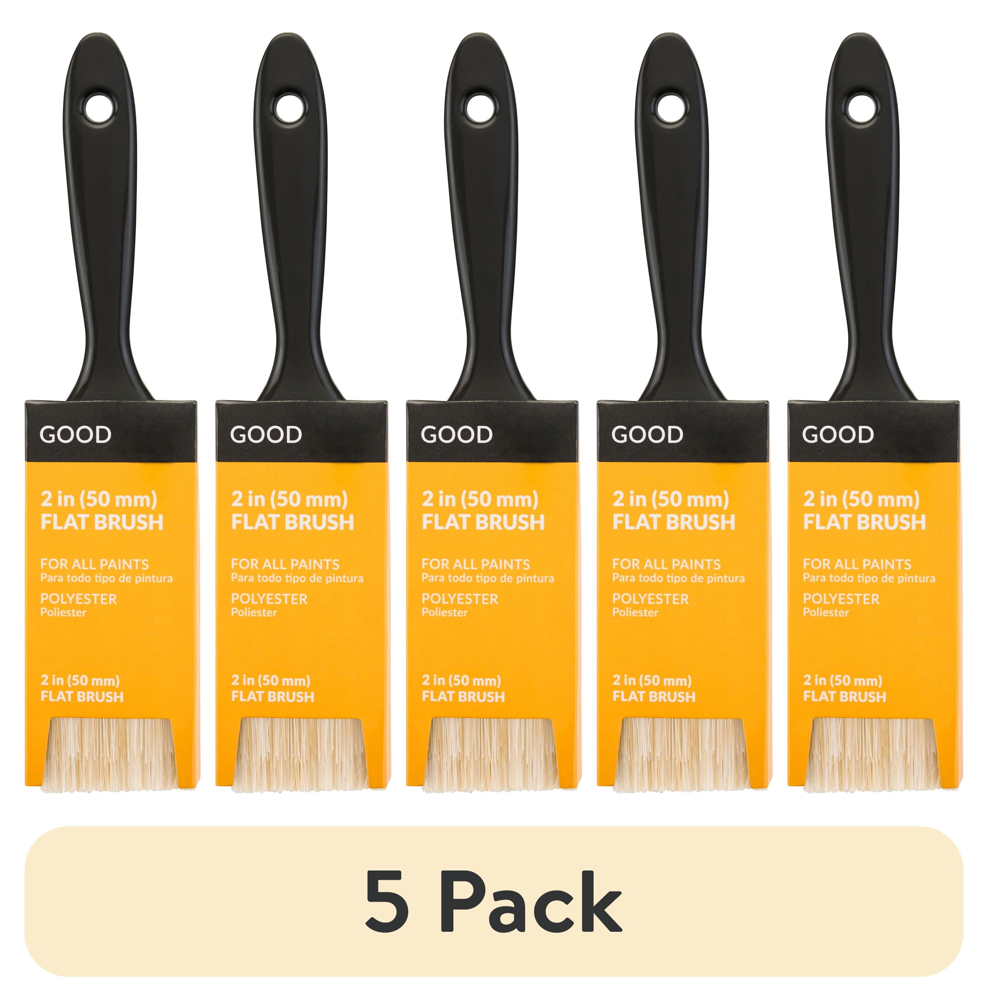 (5 pack) GOOD 2 in. Polyester Flat Paint Brush