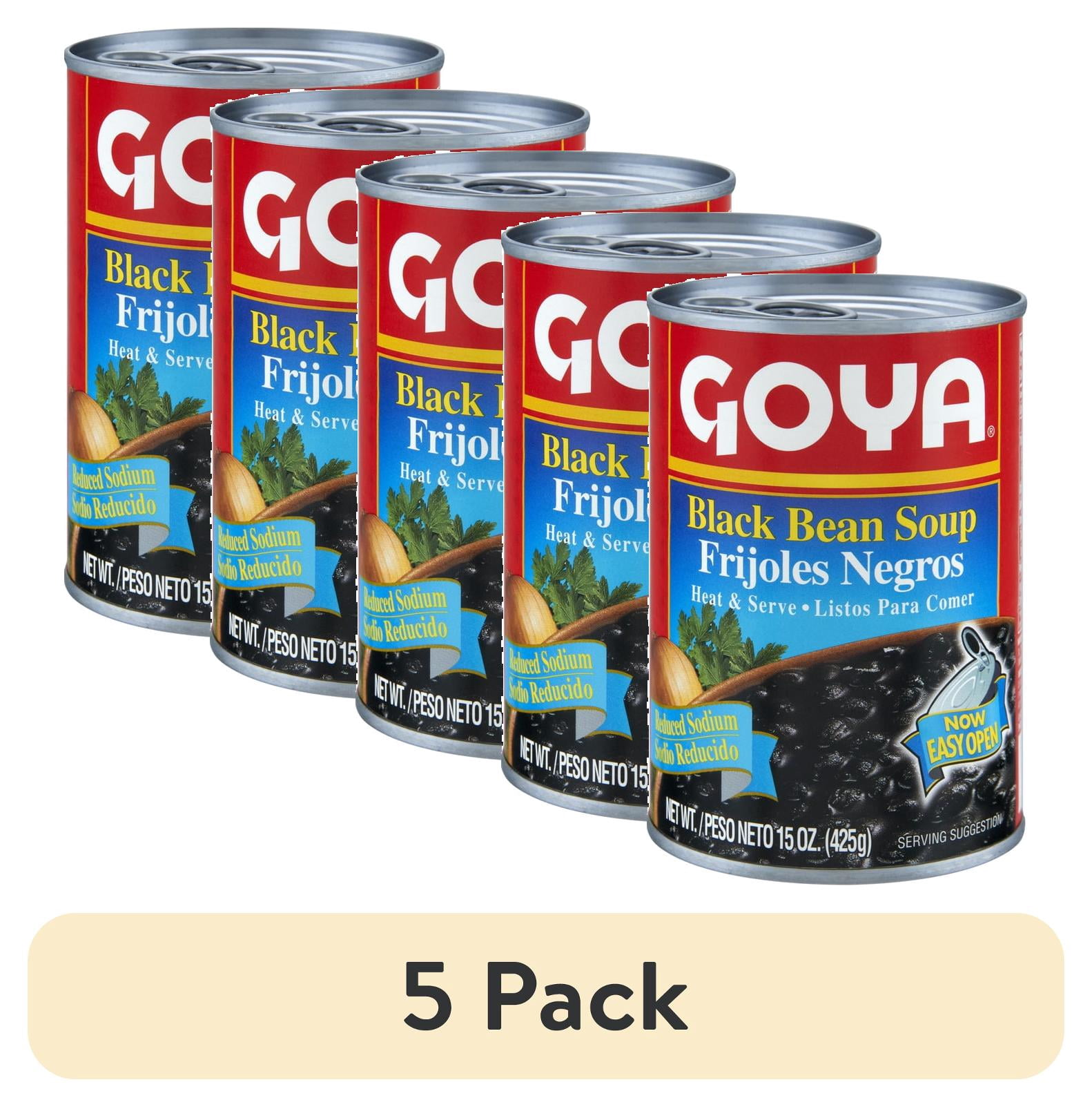 (5 pack) GOYA Black Bean Soup Olive Oil Bell Pepper Onion Reduced Sodium 15 oz.
