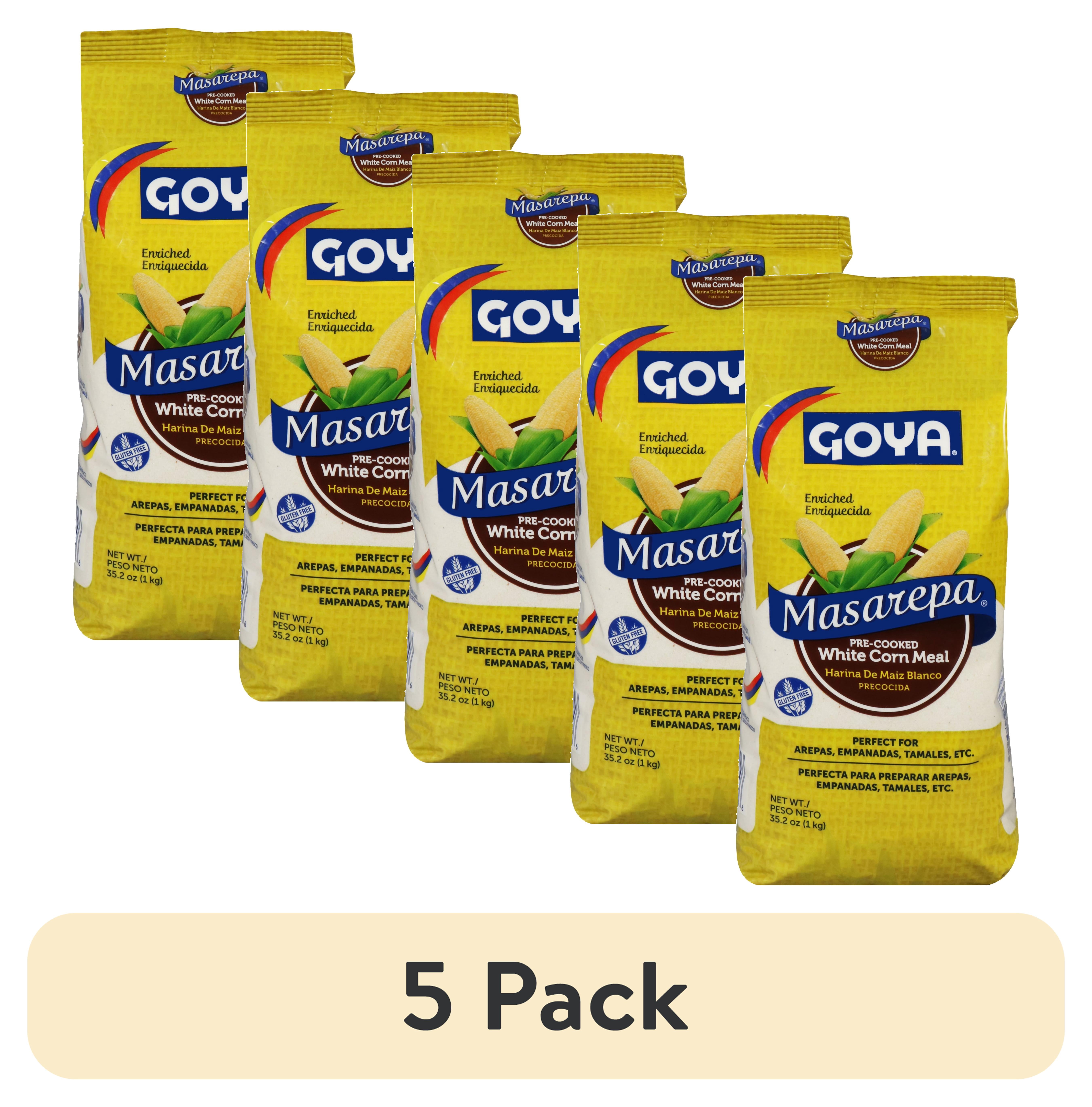 (5 pack) GOYA® Masarepa® – Pre-Cooked White Corn Meal, 35.2 oz Pouch