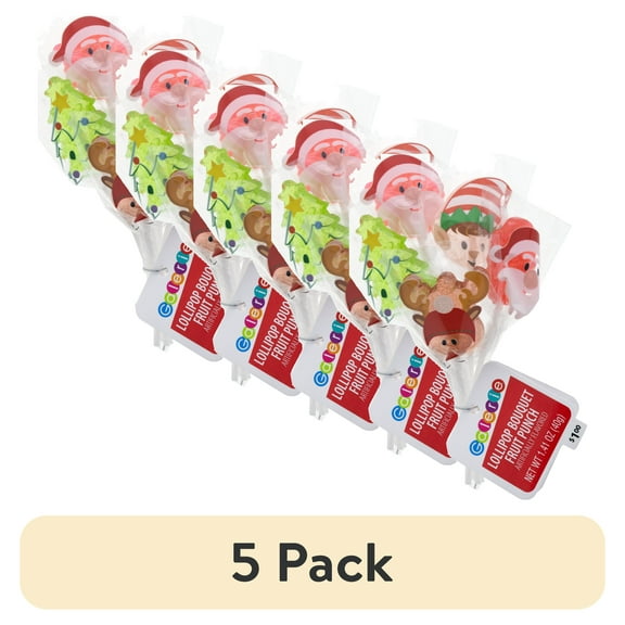(5 pack) Galerie Santa and Friends 5 Count Lollipop Bouquet, Dairy-Free, 1.41 oz