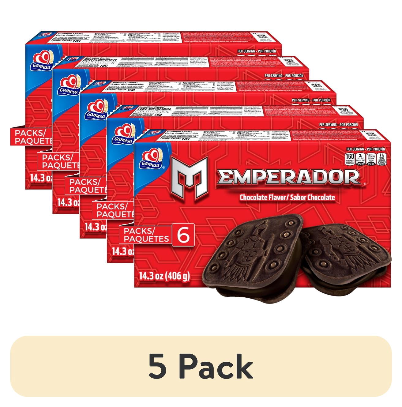 (5 pack) Gamesa Emperador Chocolate Sandwich Cookies, 6 Packs, 14.34 oz Box