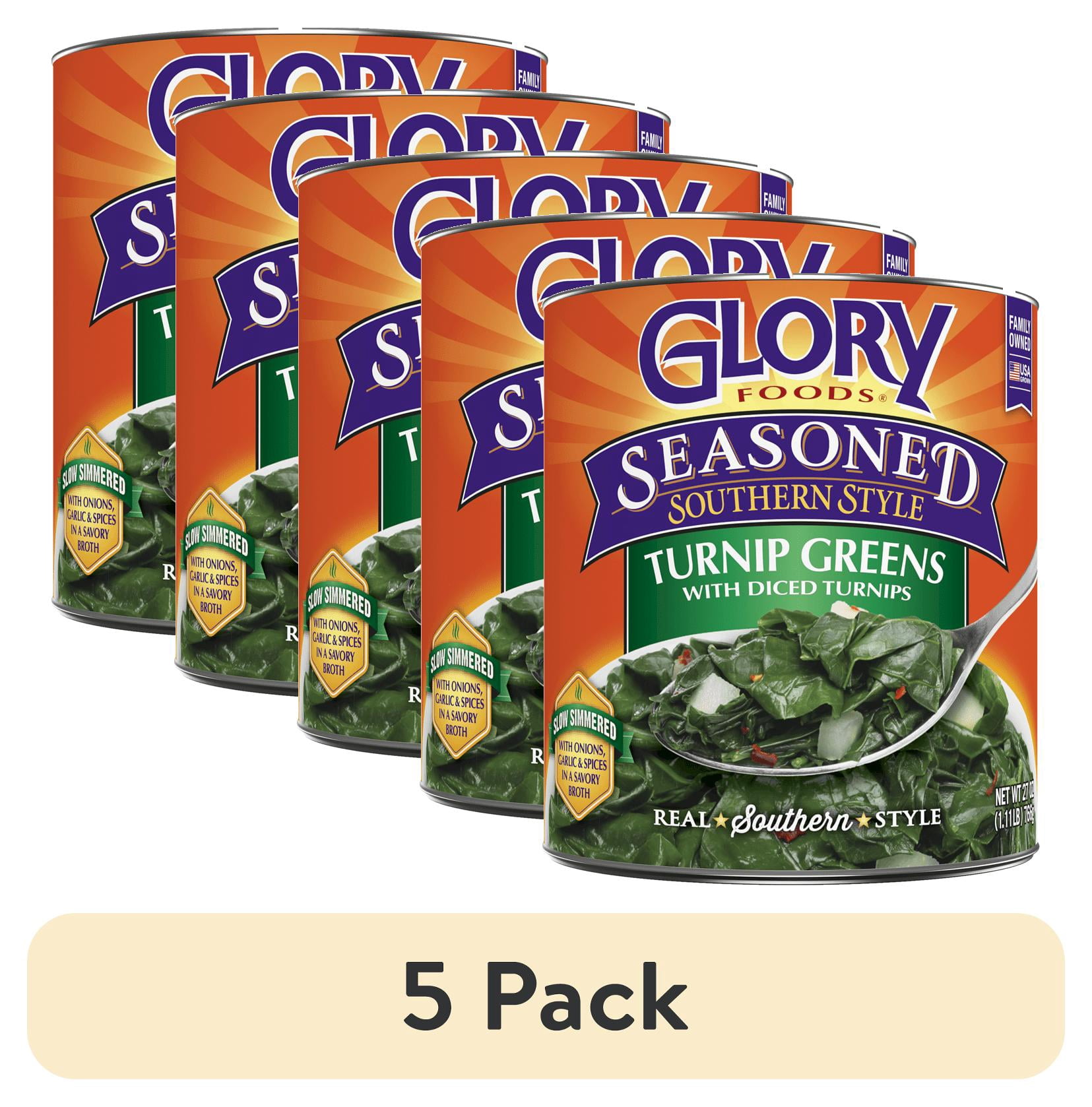 (5 pack) Glory Foods Seasoned Turnip Greens with Turnips, 27 oz Can