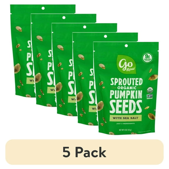 (5 pack) Go Raw Sprouted Organic Pumpkin Seeds 4 oz Sea Salt Snack