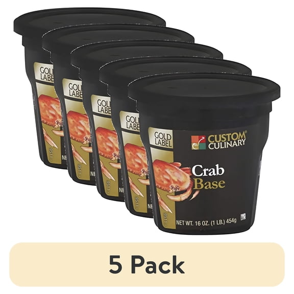 (5 pack) Gold Label Crab Base Paste, No Msg Added, 1 Pound Tub
