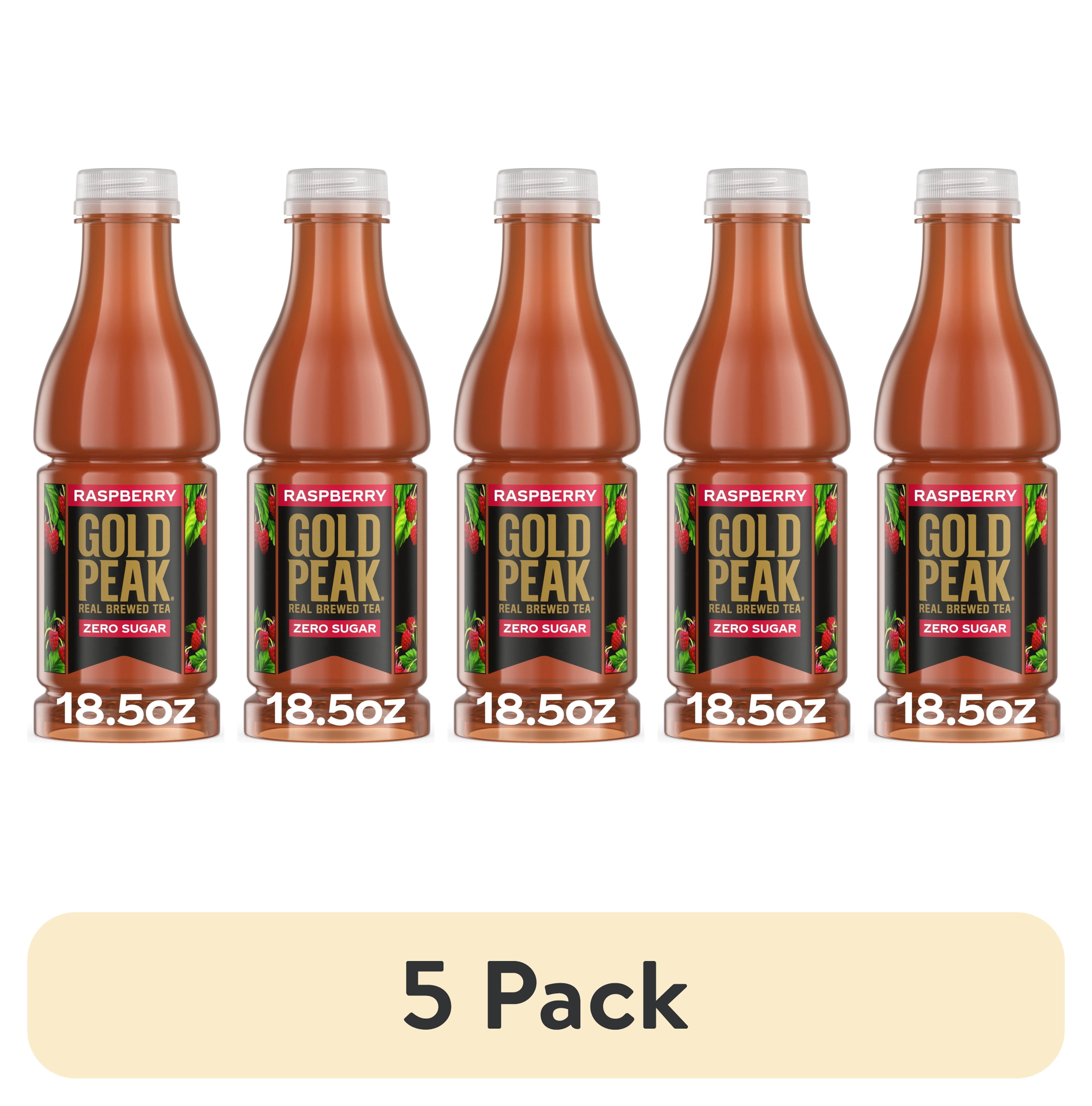 (5 pack) Gold Peak Raspberry Iced Tea, Zero Sugar Sweet Tea Bottle, 18.5 fl oz